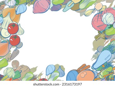 Background pattern abstract design texture. Tennis and Health food. Border frame, transparent background. Theme is about head of cab, grid, vegetables, small, egg, glare, healthy food, fetus