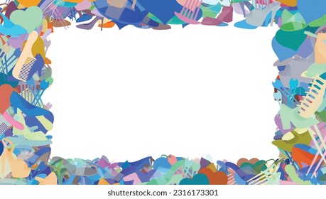 Background pattern abstract design texture. Border frame, transparent background. Theme is about platform heels, style, shoe shop, slingback shoes, season, hair clips, everyday, lace, footwear
