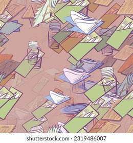 Background pattern abstract design texture. Seamless. Table setting. Theme is about cloth napkin, board, napkin holder, folded, fork, cutting board, holes, napkins, napkin, squares, table set
