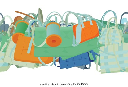 Background pattern abstract design texture. Horizontal seamless stripe. Border frame, transparent background. Theme is about business, measure, pin, satchel, spool, content, wavy, sew, casual