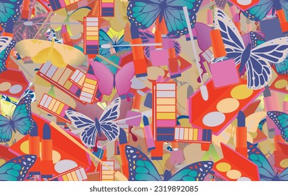 Textura de diseño abstracto de patrón de fondo. Sin inconveniente. El tema es sobre , cosmetología, mosca, silueta, exótica, fondo, esmalte de uñas, salvaje, arte, mariposa, diseño, ungüento, ornamental, varios