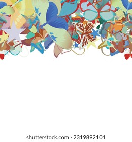 Background pattern abstract design texture. Horizontal seamless stripe. Border frame, transparent background. Theme is about gorgeous, nature, Butterfly, beautiful, relations, design, stars