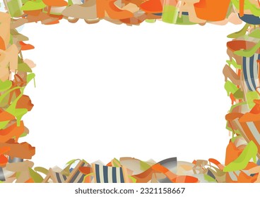 Background pattern abstract design texture. Border frame, transparent background. Theme is about googles, style, slide sandals, graphic, diving, summer, shoe shop, footwear, travel, season