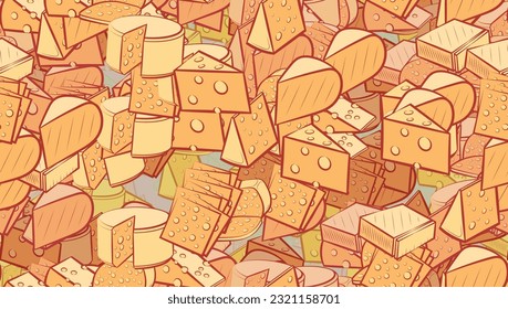 Background pattern abstract design texture. Seamless. Cheeses. Theme is about remnant, slice, cut off, many holes, piece of cheese, cut out, share, a circle, no holes, triangle, monolithic