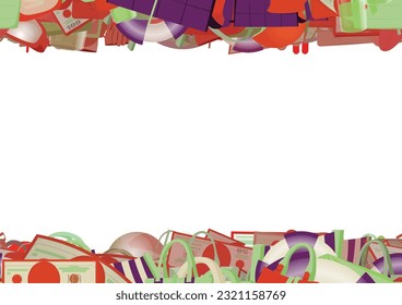 Background pattern abstract design texture. Horizontal seamless stripes. Border frame, transparent background. Theme is about store, fall, sport, hat, glamour, umbrella, pair, scoop, business