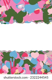 Background pattern abstract design texture. Horizontal seamless stripes. Border frame, transparent background. Theme is about stick, skiing, hike, mountain, winter, snow, pair, shovel, gear
