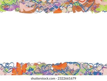 Texture abstraite du motif d'arrière-plan. Bandes horizontales harmonieuses. Cadre frontière, arrière-plan transparent. Le thème est l'aile, délicate, superbe, les chaussures, décontracté, tropical, mode