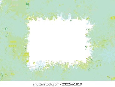 Background pattern abstract design texture. Border frame, transparent background. Theme is about merry, ice, minim, demisemiquaver, flake, winter, organic, xmas, frost, swirls, quaver, celebration