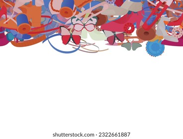 Background pattern abstract design texture. Horizontal seamless stripe. Border frame, transparent background. Theme is about wing, loafers, design, colorful, pin, footwear, vector, wild