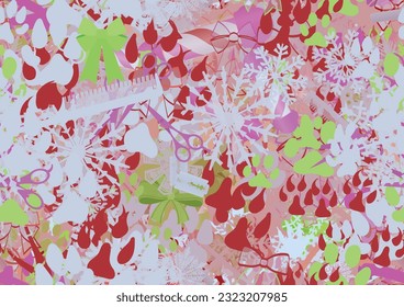 Background pattern abstract design texture. Seamless. Theme is about dressing, swirls, winter, animals, hairdressing, parlor, swirly, scissors, hair care, lynx, feed, celebration, xmas, frost