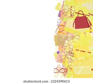 Background pattern abstract design texture. Vertical seamless stripe. Border frame, transparent background. Theme is about everyday, businesswoman, handle, personal, buckle, adornment, ribbons