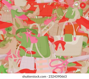 Textura de diseño abstracto de patrón de fondo. Sin inconveniente. El tema es sobre bombas, muchacha, zapatos para caminar, artesanía, ilustración, tacones de plataforma, damas, hebilla, tacones altos, tejido, moda, glamour