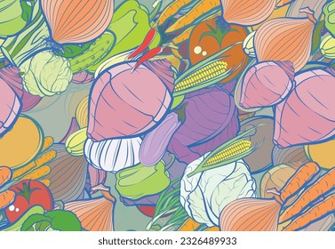 Background pattern abstract design texture. Seamless. Health food. Theme is about cleaned up, red cabbage, Caucasian, in the leaves, Chile, healthy food, pimples, vegetable, protein, whole onion