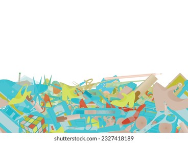 Background pattern abstract design texture. Horizontal seamless stripe. Border frame, transparent background. Theme is about candy watches, pumps, elegant, paper knife, casual, marker, barbershop