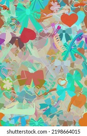 Background pattern abstract seamless design texture. Theme is about hair clips, claw, slip, clip, comb, raker