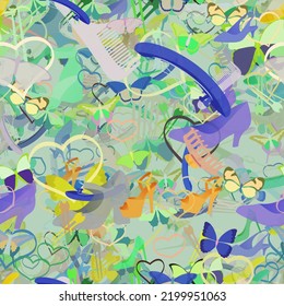 Background pattern abstract seamless design texture. Theme is about hearts, love, romance, relations, hair clips