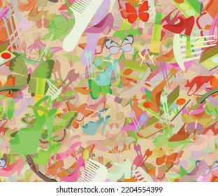 Background pattern abstract seamless design texture. Theme is about colorful, nail polish, slingback shoes