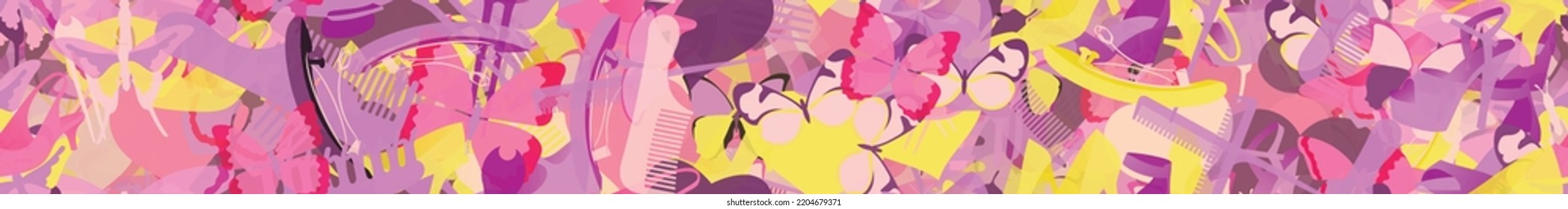Background pattern abstract seamless design texture. Theme is about season, claw, slide sandals, hairstyle