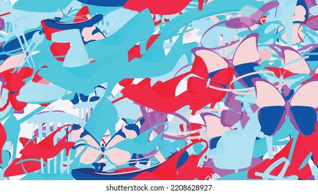 Background pattern abstract seamless design texture. Theme is about stripes, salon, hairpin, footwear, wild