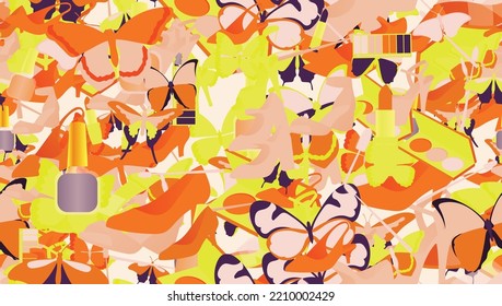 Background pattern abstract seamless design texture. Theme is about elegant, pumps, ointment, fly, ornate