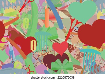 Background pattern abstract seamless design texture. Theme is about hairstyle, barrette, relations, Barber's pole