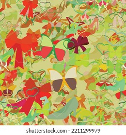 Background pattern abstract seamless design texture. Theme is about ribbons, repeat, beautiful, ornate, hearts