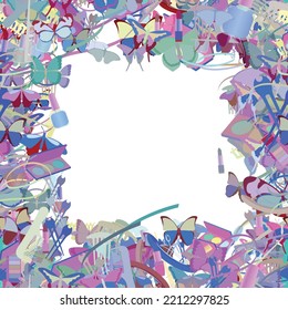 Background pattern abstract seamless design texture. Border frame, transparent background. Theme is about beautiful, Red Admiral, drawing, background, claw, colorful, Butterfly, wavy, ointment
