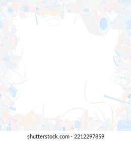 Background pattern abstract seamless design texture. Pastel. Border frame, transparent background. Theme is about brush, slingback shoes, cosmetology, everyday, narrow goods, pomade, nail polish