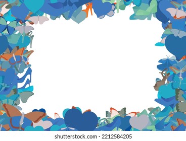 Background pattern abstract seamless design texture. Border frame, transparent background. Theme is about slide sandals, repeat, wing, delicate, shoe shop, platform heels, wild, beautiful