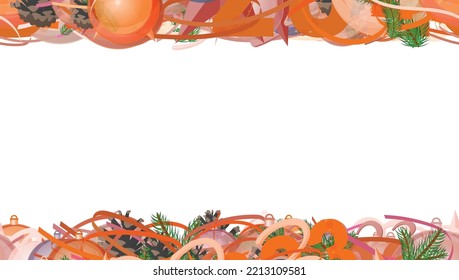 Background pattern abstract seamless design texture. Horizontal stripes. Border frame, transparent background. Theme is about concept, decor, green, evergreen, holiday, confetti, season