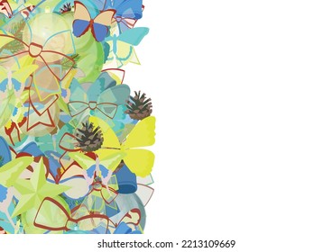 Background pattern abstract seamless design texture. Vertical stripe. Border frame, transparent background. Theme is about embellishment, decoration, fly, abstract, adornment, santa, delicate
