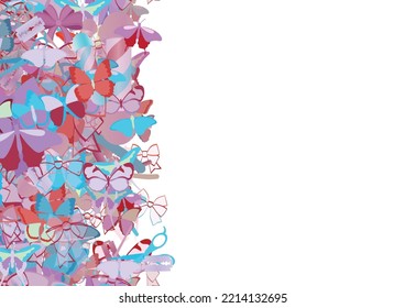 Background pattern abstract seamless design texture. Vertical stripe. Border frame, transparent background. Theme is about wildlife, nature, hairdressing, Butterfly, Red Admiral, gorgeous
