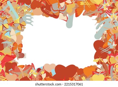 Background pattern abstract seamless design texture. Border frame, transparent background. Theme is about drawing, clip, wing, salon, hairpin, background, hearts, design, colorful, decoration