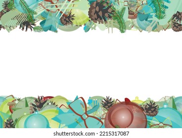 Background pattern abstract seamless design texture. Horizontal stripes. Border frame, transparent background. Theme is about hairpin, winter, hairstyle, green, clip, xmas, tree, glare, claw