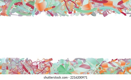 Background pattern abstract seamless design texture. Horizontal stripes. Border frame, transparent background. Theme is about dressing, ointment, toiletry, parlor, claw, beauty, razor blade