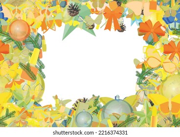 Background pattern abstract seamless design texture. Border frame, transparent background. Theme is about Butterfly, design, powder, green, Monarch, Christmas tree toy, various, tropical