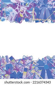Background pattern abstract seamless design texture. Horizontal stripes. Border frame, transparent background. Theme is about salon, hairdressing, ribbons, Barber's pole, adornment, cosmetology