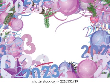 Background pattern abstract seamless design texture. Border frame, transparent background. Theme is about decorative, green needles, 2023, happy, narrow goods, santa, merry, glare, weaving