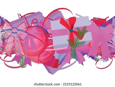 Background pattern abstract seamless design texture. Horizontal stripe. Border frame, transparent background. Theme is about decor, present, background, new year, stripes, branch, wavy, irregular