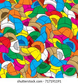 background pattern with baseball caps
