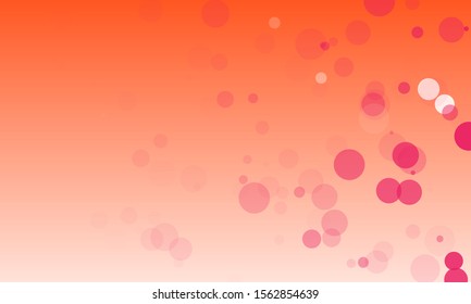 Background pattern from big circles of various sizes and different shades on a deep orange background. Linear gradient background. Randomly spaced elements. Some elements of a different color