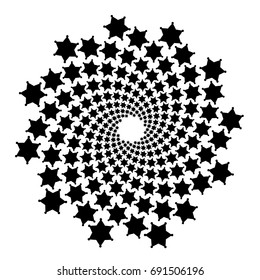 Background, pattern, black and white spiral pattern. Round centered Halftone illustration. Star, rotation, center, round.