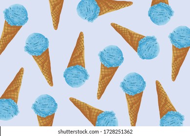 Background Pattern of Blue Ice Cream Design