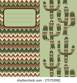 background pattern with cactus. Use as backdrop, greeting card