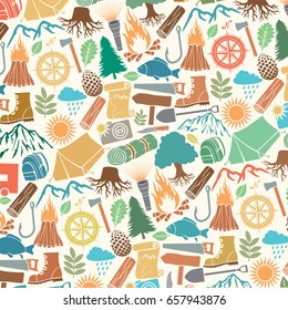 background pattern with camping icons