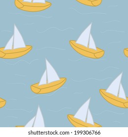 background pattern with cartoon boat on water