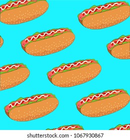 Background pattern with cartoon hot-dog
