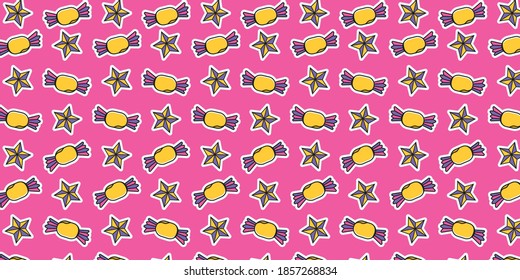 Patrón de fondo Candy colorido de Navidad y objeto estrella con imagen gráfica de vectores de color pastel