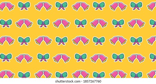 Patrón de fondo Cinta colorida de Navidad y anillo de Campana con Ilustración gráfica del Vector de Color Amarillo