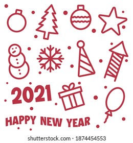 Hintergrundmuster. Weihnachtssymbole. Fröhliche Weihnachten, gutes neues Jahr 2021 auf weißem Hintergrund EPS-Vektorgrafik